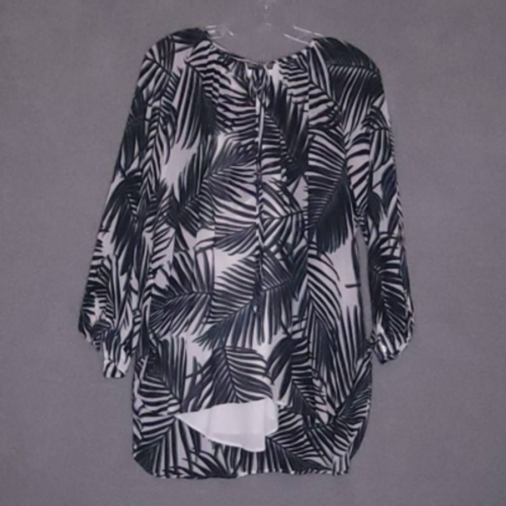 Boss‎ Shirt Womens Blouse Top Green Floral 3/4 Sleeve High Low 0 New